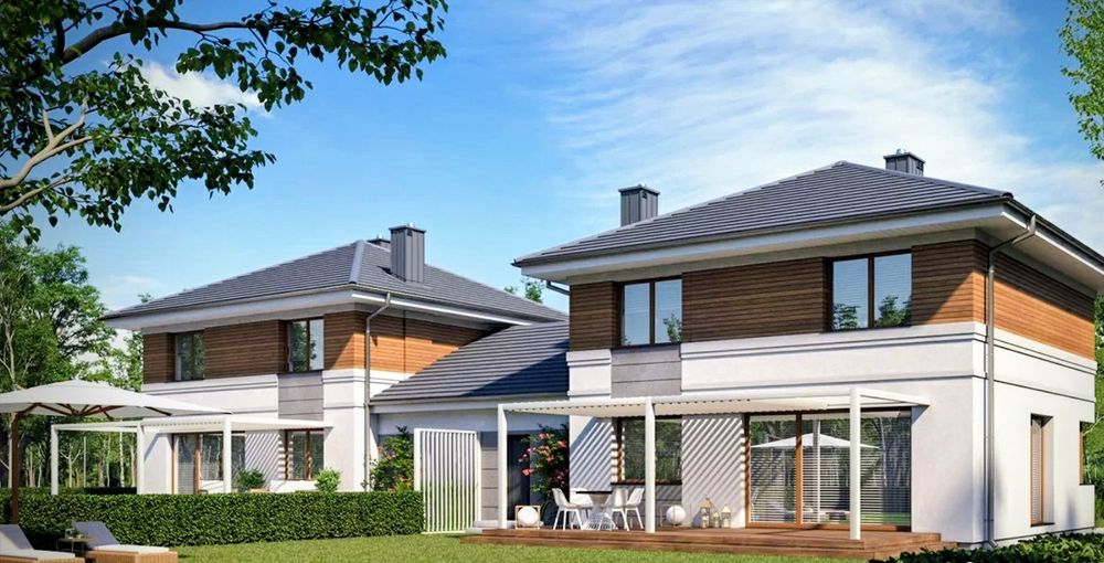 Nowoczesny energooszczędny dom w zabudowie Bliźniaczej 147,77m2