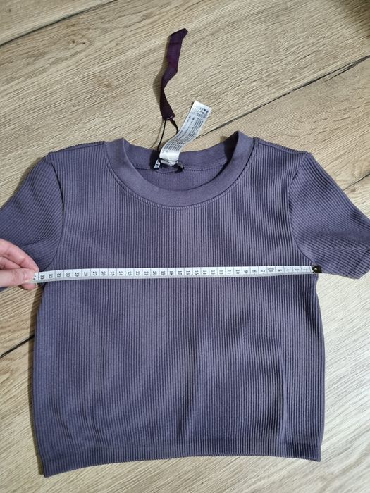 Fioletowy Crop top, Prążek, Zara, r. 40 ( L ) nowa bez metki