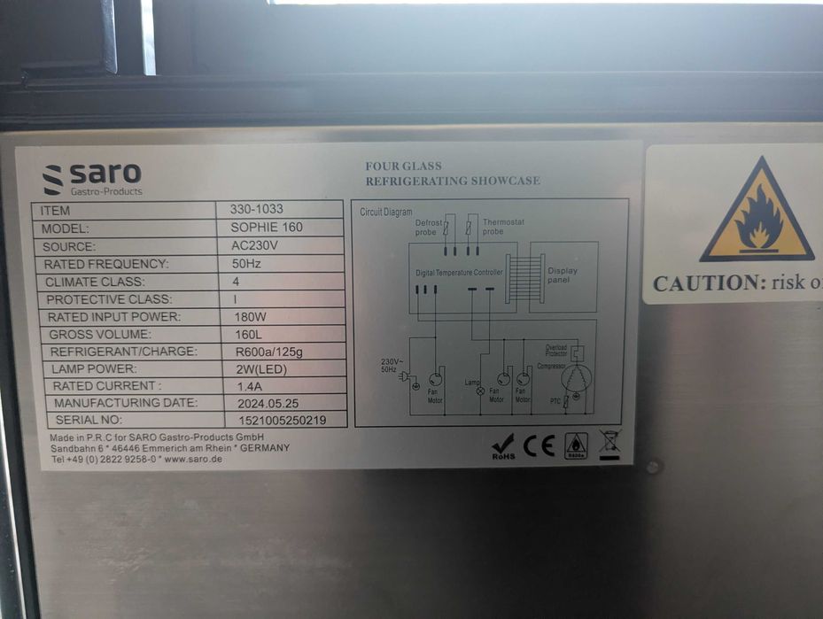 Witryna chłodnicza SARO model Sophie 160
