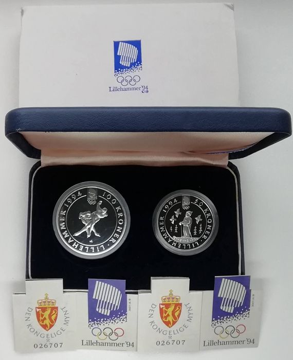 Норвегія набір 50+100 крон 1991р. СРІБЛО. ПРУФ. Олімпійські ігри.
