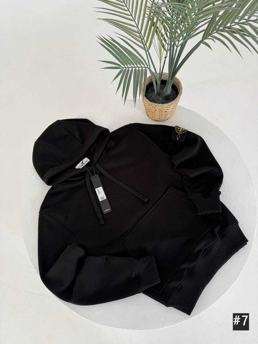Новая Толстовка Stone Island Чорна / Худи Черное Stone Island / XS S M L XL