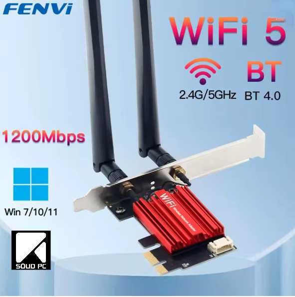 Karta sieciowa WiFi 5 + Bluetooth | PCI-E | Fenvi AC 1200
