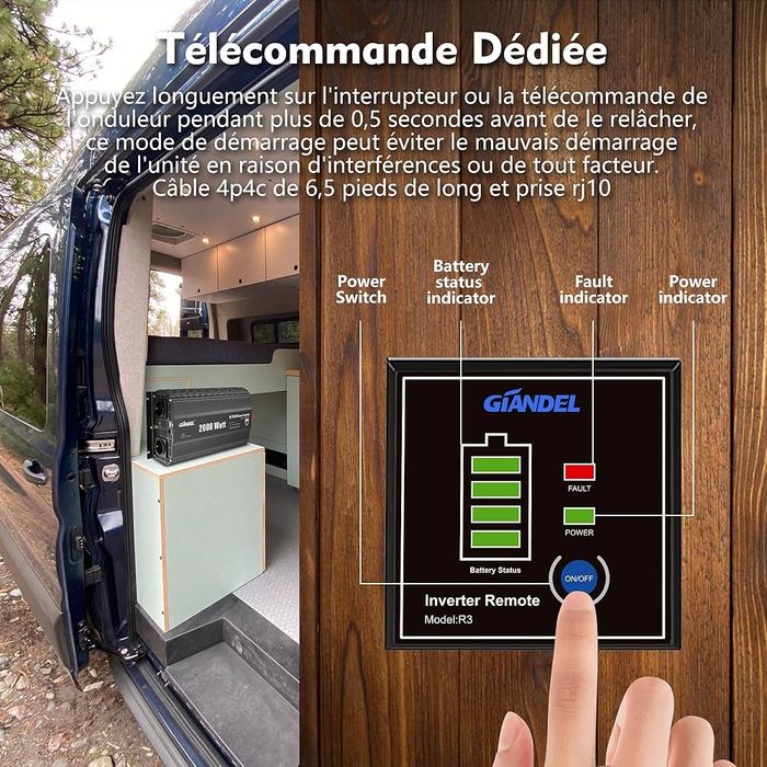 GIANDEL 2000W конвертер 12V 220V модифікований