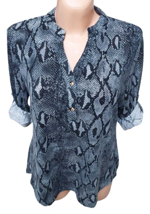 Bawełniana bluzka w wężowy wzór z podpinanymi rękawami, R. 2XL