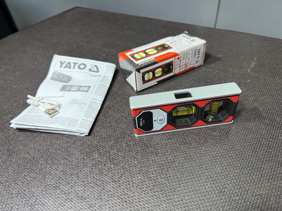 Карманный алюминиевый уровень с лазером YATO YT-30352 Магнит для крепления, встроенный аккумулятор