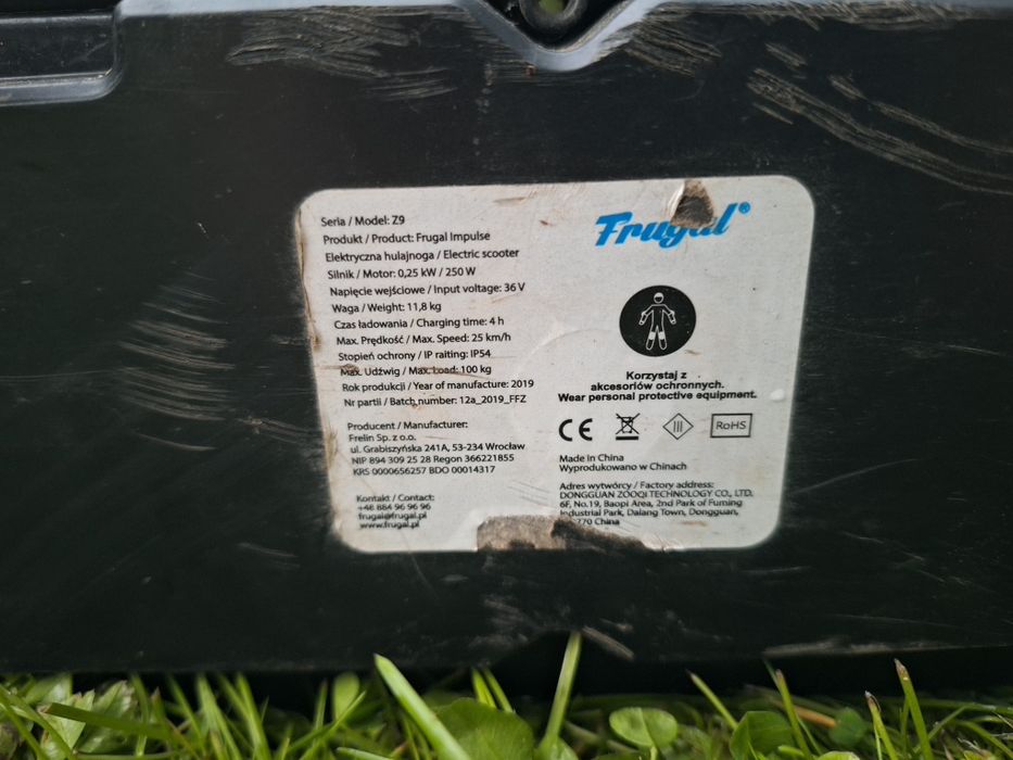 Hulajnoga elektryczna Frugal impulse model Z9