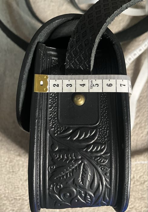 Сумка з натуральної шкіри з тисненням чорного кольору