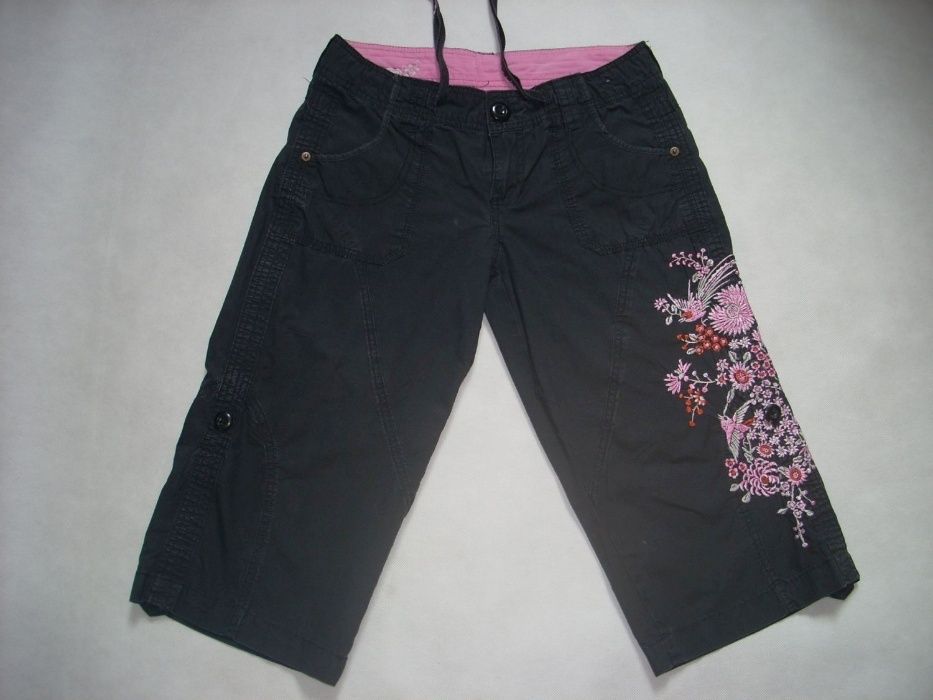 DENIM CO Spodnie 3/4 Bojówki Haftowane 38 M