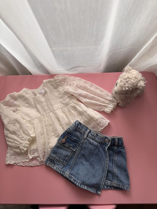 Zara джинсова спідниця шорти і сорочка