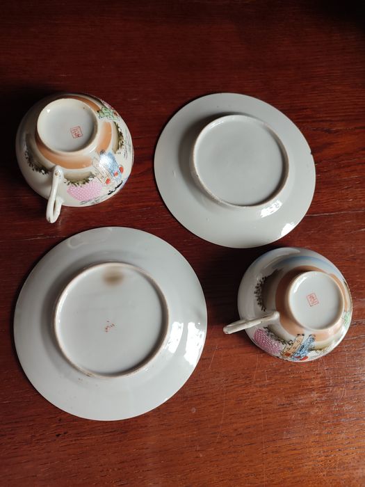 Dwa zestawy do herbaty porcelana vintage japońska Kutani