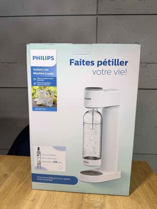 Nowy Saturator Philips GoZero Lite + Nabój CO2 + Butelka 1L | Biały