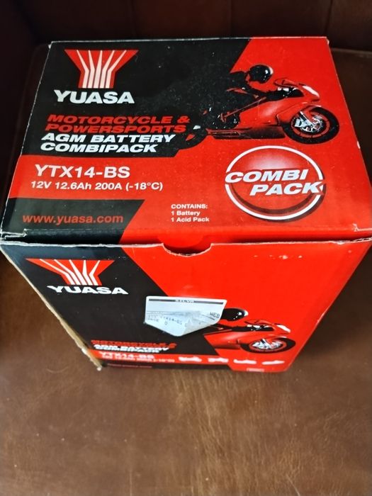 Bateria Mota Yuasa YTX14-BS 12V 12Ah — NOVA (Nunca Usada)