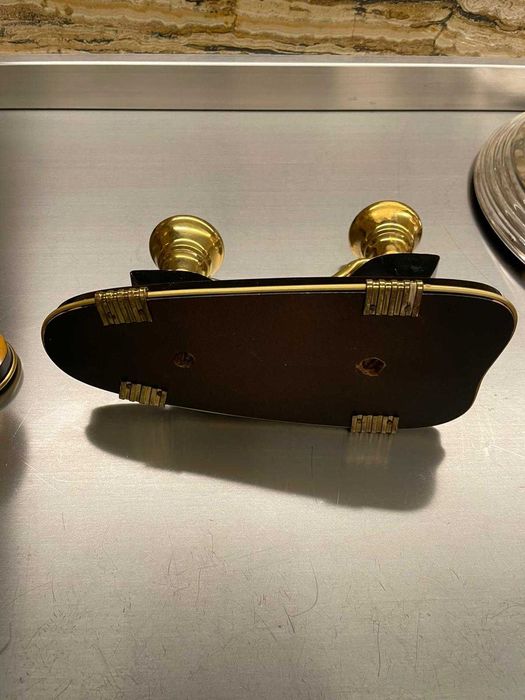 castiçais madeira e metal