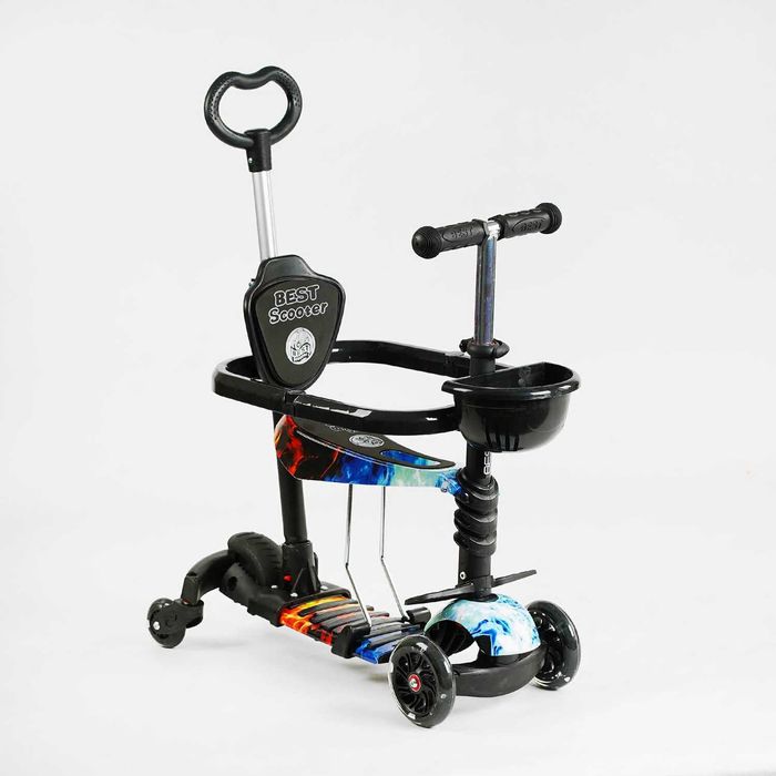 Самокат 5в1 із захистним бампером, батьківська ручка, колеса світяться