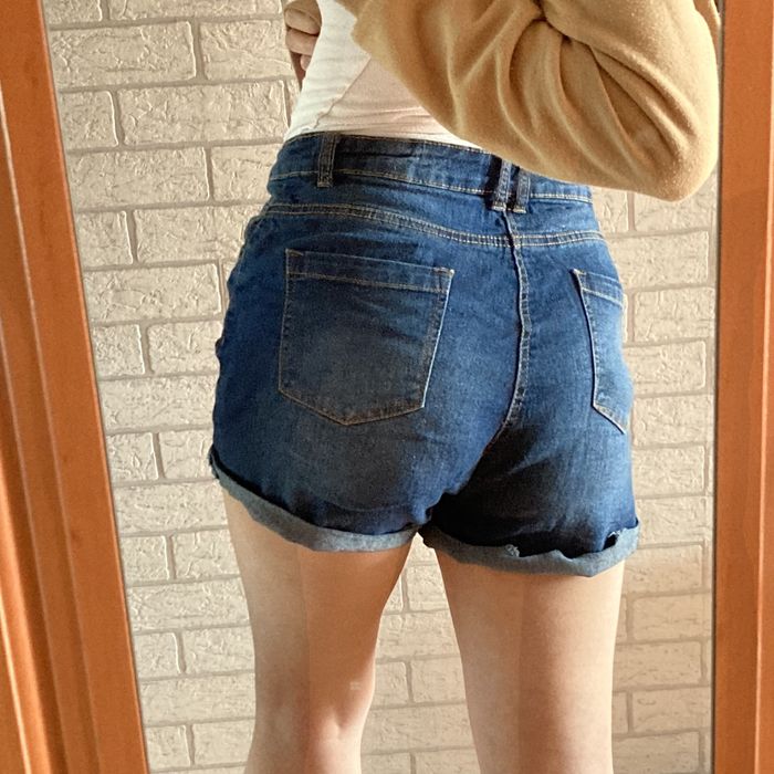 krótkie spodenki szorty ze średnim stanem Denim