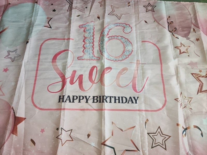 Большой баннер, фотофон, оформление Sweet Happy Birthday 16 years