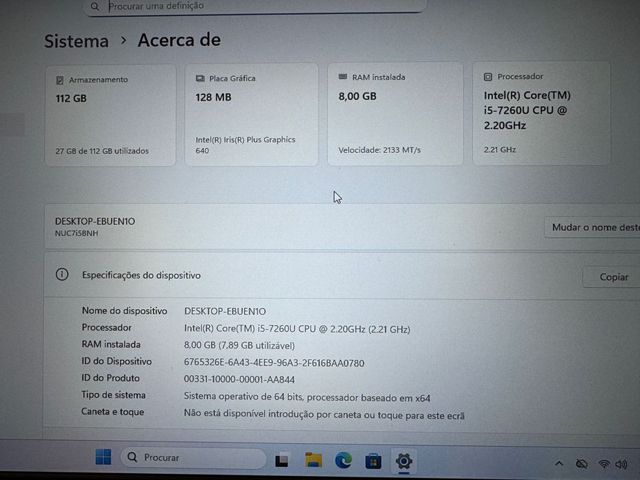 Lote 4x Intel NUC7 i5 BNH - 8GB DDR4 - SSD 120GB - i5-7260 @ 2.20GHz 7th Gen