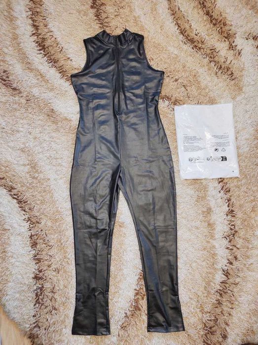 Комбінезон Леді-Кішка Шкіряний Лаковий Комбез кожа лак костюм Госпожа