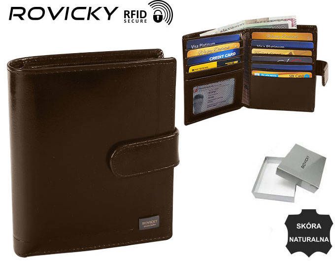 elegancki portfel męski ze skóry naturalnej - rovicky