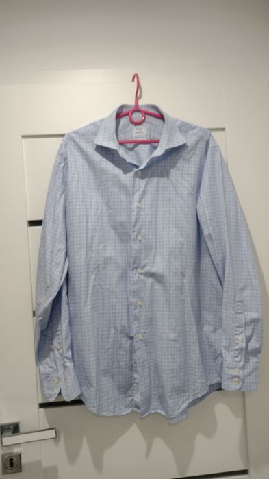 BROOKS BROTHERS elegancka koszula męska w niebiesko/bordową kratę