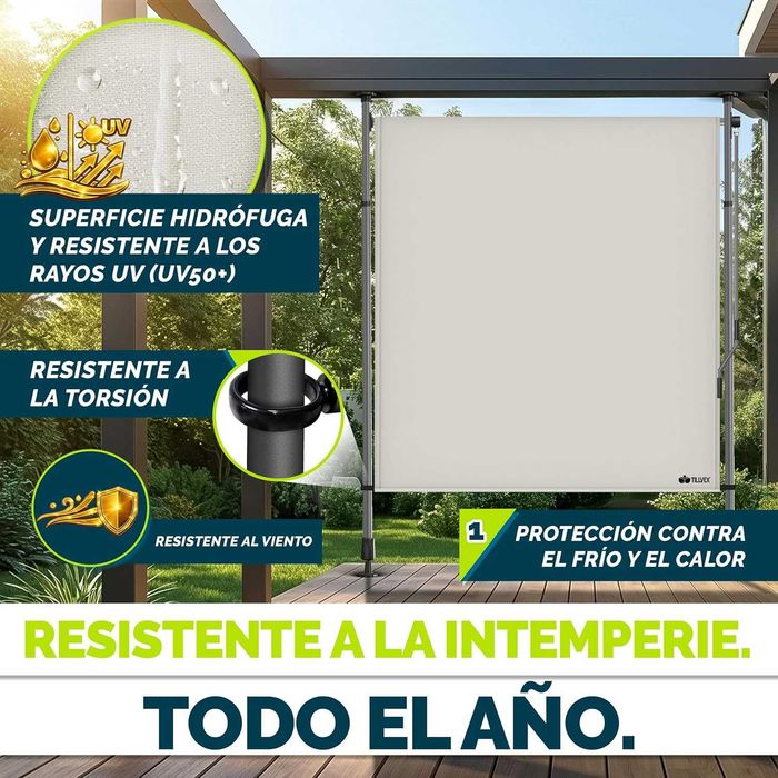 Toldo exterior vertical 200x310 bege instalação sem furos