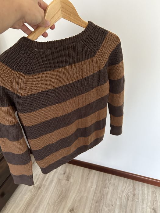Sweter dziecięcy brązowy H&M 134 cm w paski