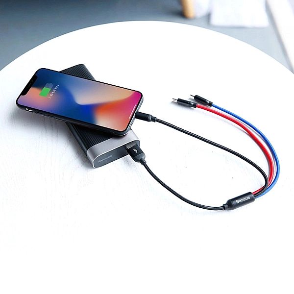 Kabel Baseus Three Primary Colors 3w1 USB-A - micro USB / Lightning /