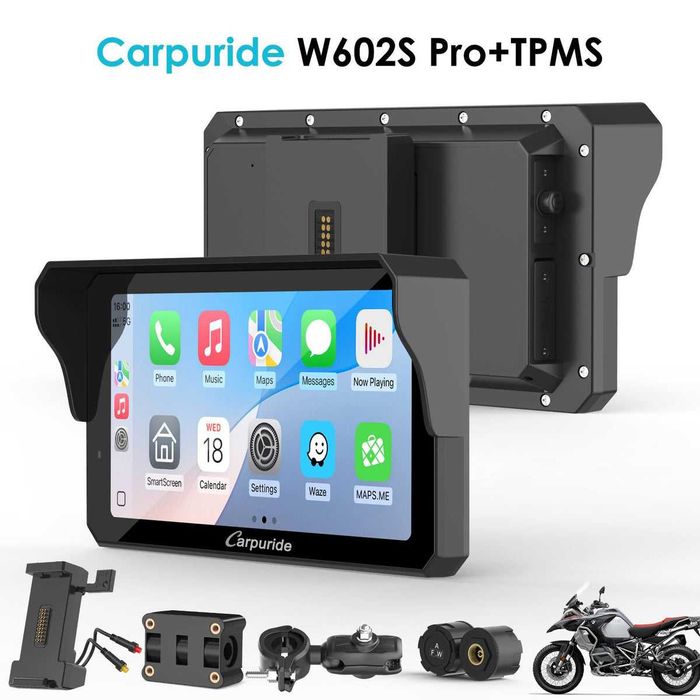 Carpuride W602S Pro 6.25" | Do Motoru Motocykla, CarPlay/Android Auto | TPMS NOWY