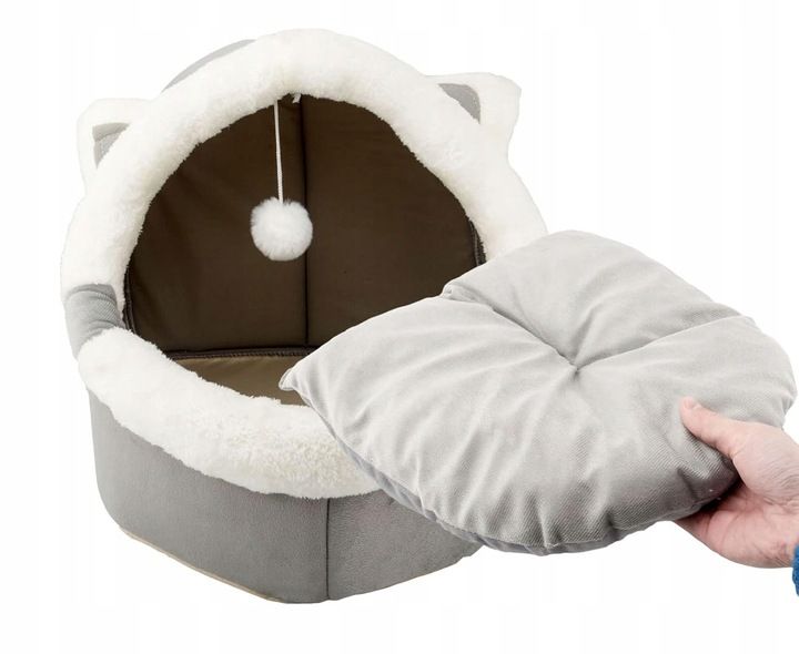 domek legowisko dla kota psa budka kojec z uszami poduszka 31*27*27 cm