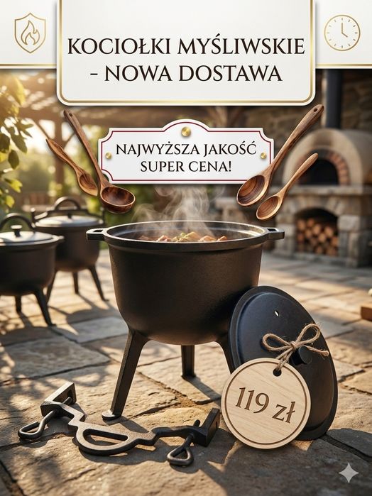 Kociołek myśliwski Garnek żeliwny 8L Ognisko Grill Pieczonki Garczek