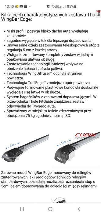 Bagażnik thule Wing Bar Edge 9595+kit audi a3 hatchback 04-12 NOWY