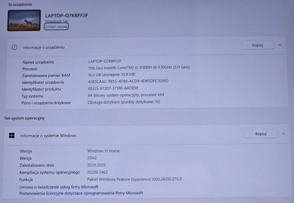 Laptop Huawei MateBook 14s