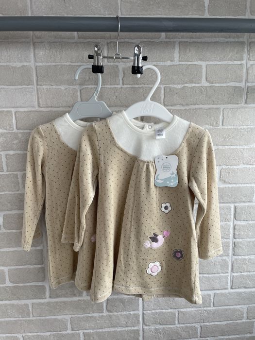 Сукня плаття платье бежевое бєж 18 міс 1 1,5 роки двійні двойни тепле
