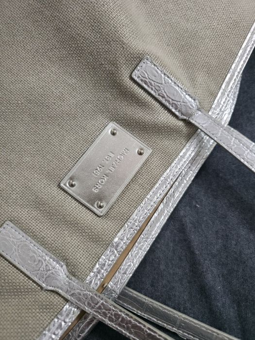 Beżowa torebka Michael Kors set zestaw Michael Kors duża torba shopper tote torba na ramię na plażę lato