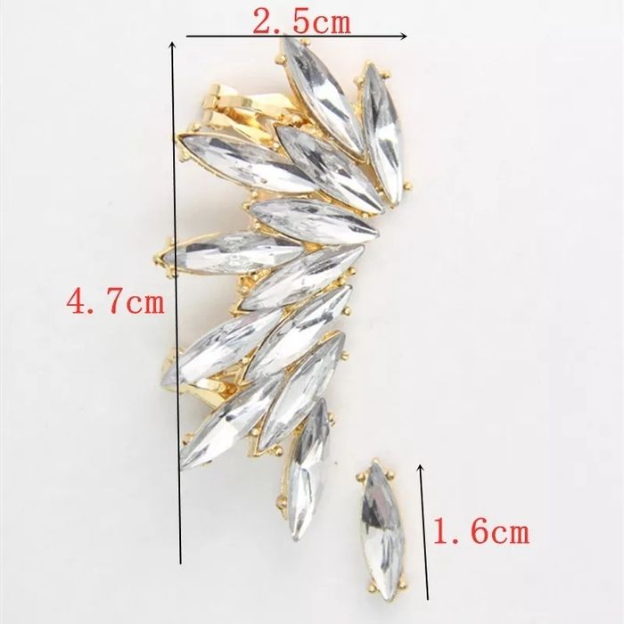 Элегантный кафф клипс на ухо кристаллы серьга Earcuff Клип каф серьги