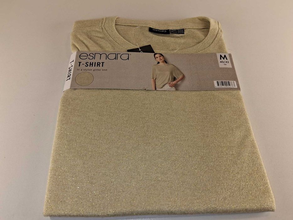 A226 Esmara Damski T-Shirt Z Brokatowej Dzianiny Krótki Rękaw M 40/42