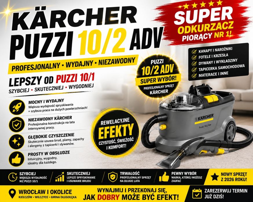 Wynajem Kärcher Puzzi 10/2 Adv | Mocniejszy niż Puzzi 10/1