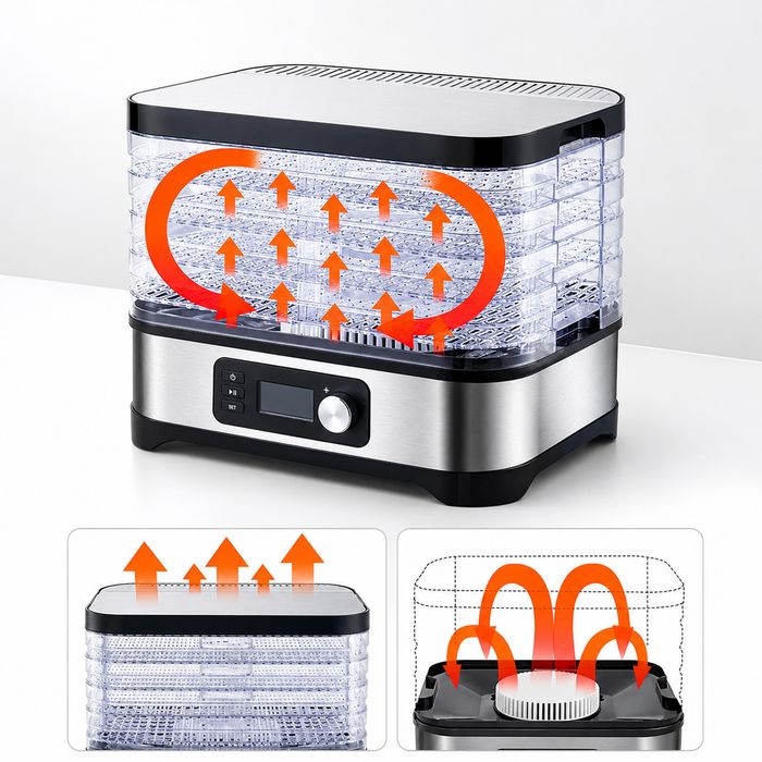 Suszarka do Grzybów Owoców Warzyw Ziół 400W 5 Sit Timer LCD Termoobieg