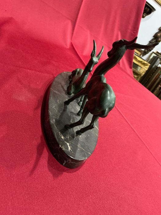 Pisa papéis escultura veados meta mármore c 27x19 cm,   Anúncios abaixo