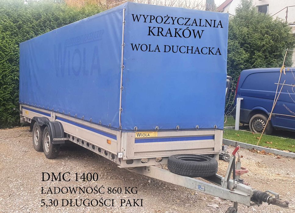 Przyczepa dłużyca 6,1 m długie elementy wynajem wypożyczalnia przyczep