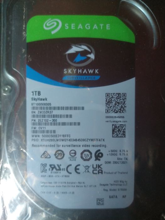 Disco Vigilância Seagate SkyHawk 1TB 3.5" HDD