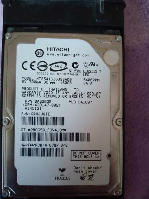 Sprzedam HTS541616J9SA00 – dysk twardy Hitachi 160 GB 5400 obr./min SA