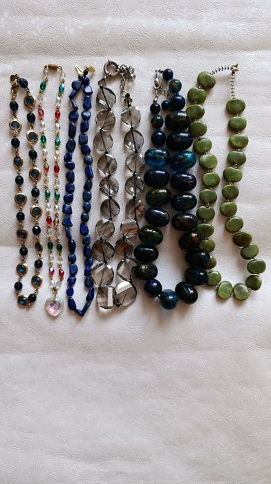 Бусы ожерелье  стекло, люцит,безель, аврора бореалис, винтаж
