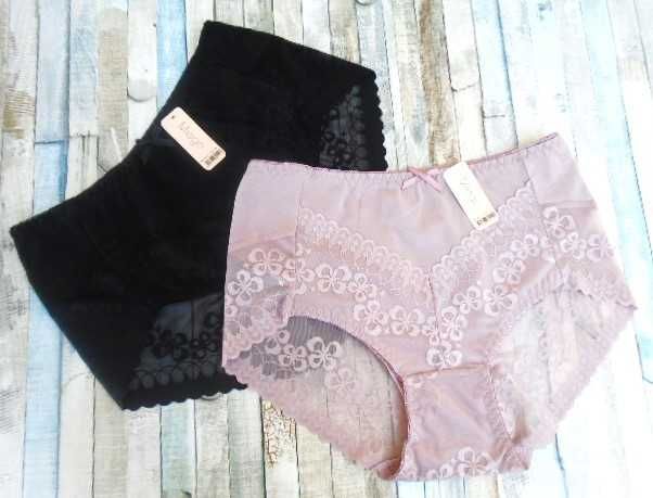 Miego /  majtki bawełniane z koronką 4XL  czarne pudrowe