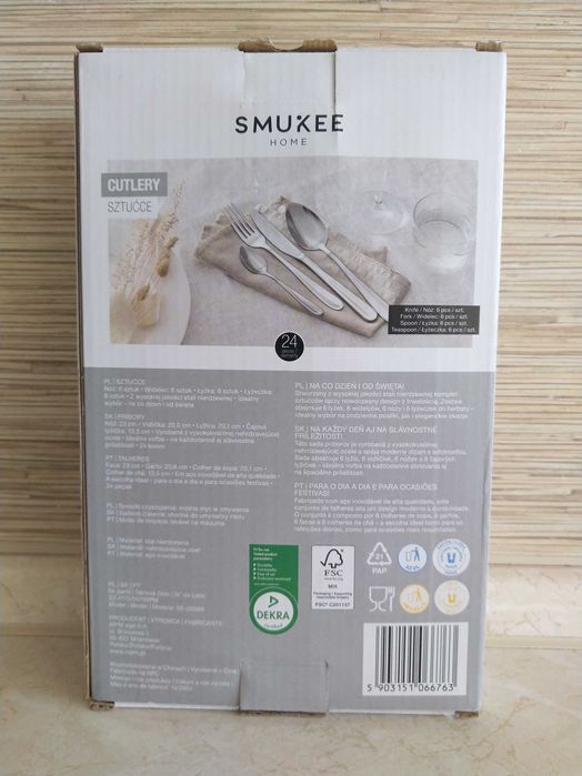 NOWY Zestaw Stołowy 24 szt Sztućce Komplet Sztućców Cutlery SMUKEE