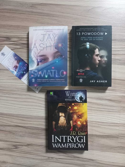 CENA CAŁOŚĆ Jay Asher Swiatlo, 13 powodów  J. R. Rain Intrygi wampirów