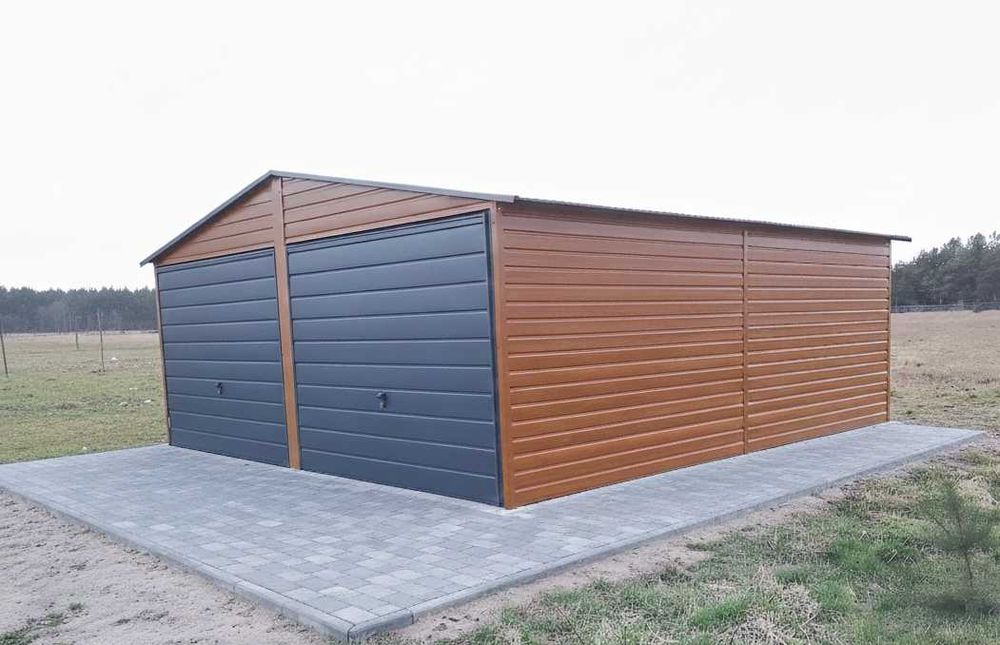 Standard Garaż 6x5 drewnopodobny bramy grafit