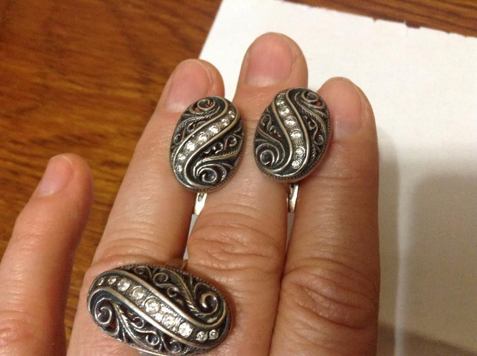 Серебро,кольцо,серьги