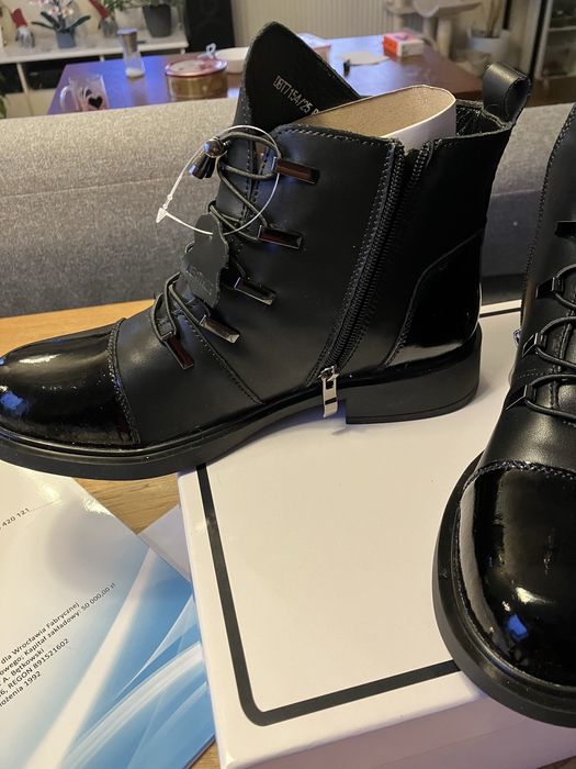 Skórzane ocieplane botki Filippo,rozm .40.Nowe