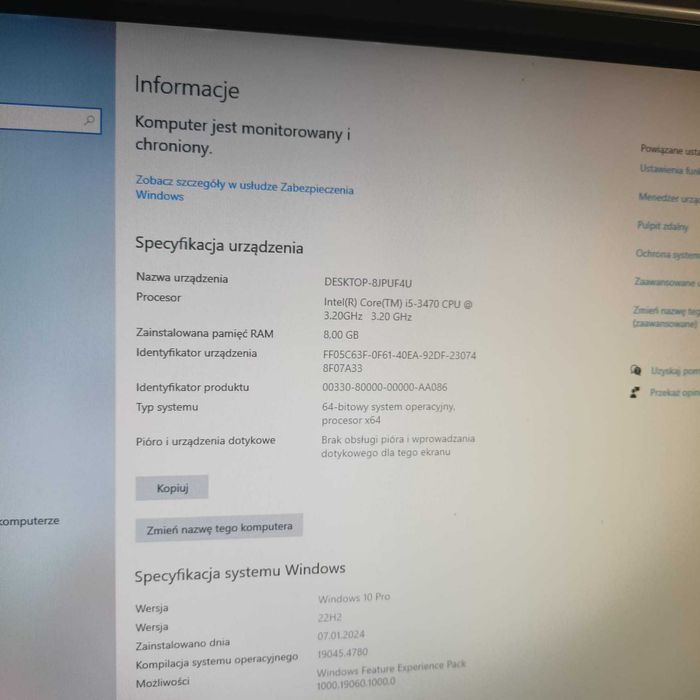 Komputer HP Compaaq Elite 8300 Microtawer karta graficzna Nivida 1050